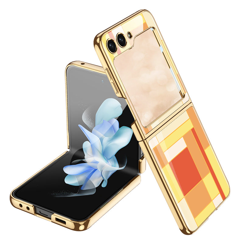GKK Style 3 For Samsung Galaxy Z Flip5 5G Hard PC Phone Case Pattern Printing Shockproof Phone Cover with Tempered Glass Film GKK Style 3 For Samsung Galaxy Z Flip5 5G Hard PC Phone Case Pattern Printing Shockproof Phone Cover with Tempered Glass Film